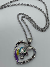 Load image into Gallery viewer, Life is Beautiful Unicorn Pendant Necklace
